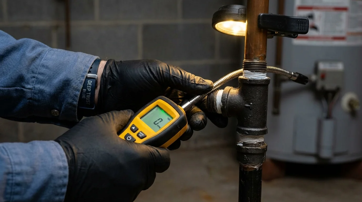 Gas leak detection with electronic sniffer by Johns Plumbing LLC in Goodman